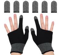 OATIPHO Guantes para Videojuegos de Dos Dedos de Fibra de Cobre 1 Par de Guantes Negros sin Dedos 3 Pares de Fundas Transpirables para Pantalla Táctil Ajuste Elástico para Juegos
