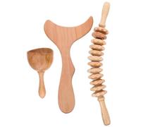 OATIPHO Herramienta de Masaje de Madera 3 Piezas Kit Palo Masaje Corporal Rodillos Masajeadores Linfático Anticelulítico para Espalda y Muslos Uso en Bienestar y Relajación