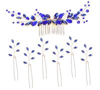 OATIPHO Horquillas Gemas De Imitación y Peines Forma Para Boda Azul Real Accesorios Cabello Para Novias y Damas De Honor