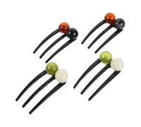 OATIPHO Horquillas para Moño Tradicionales Chinas Vintage 4 Piezas Cuentas Verdes, y Negras, Soporte Seguro de 3 Puntas para Mujeres y Niñas en Uso Diario y Fiestas