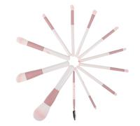 OATIPHO Juego de 12 Brochas de Maquillaje Facial para Rubor y Sombra con Mango de Madera Rosa con Patrón de Agua, Pinceles Profesionales para Difuminar, Corrector y Labios, Set Portátil