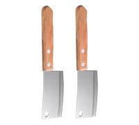 OATIPHO Juego de 2 Mini Cuchillos para Cortar Queso y Pan de Acero Inoxidable Mango de Madera, Cuchillo de Cocina Compacto y Versátil para Lonchas de Queso y Rebanar Pan en Hogar y Cocina