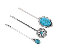 OATIPHO Juego De 3 Pinzas Para El Pelo Estilo Retro Decorativas Para Mujer Estilo Boho Para Hombre Estilo Occidental Color Turquesa