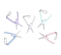 OATIPHO Juego de 5 Tijeras Portátiles Plegables para Costura y Manualidades Acero Inoxidable Tamaño Mini Colores Variados Rosa Verde Azul Morado Gris Ideales para Cortar Hilo y