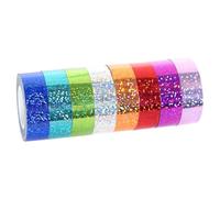 OATIPHO Juego de Cintas Adhesivas Reflectantes para Manualidades Brillantina, 8 Colores, Cinta Washi Autoadhesiva Holográfica para Decoración Navideña, Scrapbooking y Envoltura de Regalos