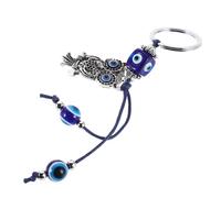 OATIPHO Llavero Colgante Búho Ojo Azul Mal de Ojo, Aleación de Zinc y Cuentas de 12 Mm, Mini Llavero para Mochila y Bolso, Accesorio Versátil para Mujer, Decoración Creativa