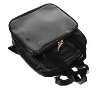 OATIPHO Mochila Escolar De Pvc Negra Bolso Mochila Para Niñas y Alumnas Correas Ajustables Diseño Espacioso Para Libros y Viaje Mediana Para Uso Diario