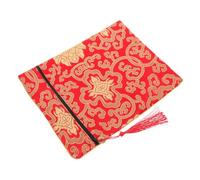 OATIPHO Mochila Que Lleva Sobre Cubrir Bolsa Bandera Bordado Sagrada Escritura Transportador Biblia Envoltura Tela De Libro Brocado Iglesia Seda Bolsillo Color Manga De Libros Paño Rojo