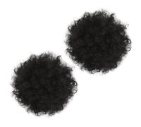 OATIPHO Moño Afro Rizado Postizo 2 Piezas 15 Cm Tiras Ajustables Fibra Sintética Alta Temperatura Mujer Fiesta Accesorios Para Peinado Clips