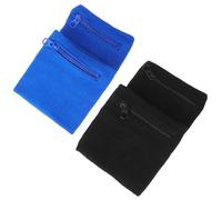 OATIPHO Muñequera Deportiva Transpirable Bolsillo y Cremallera, 4 Piezas (2 Negras 2 Azul Real), Pulsera para Correr y Gimnasio, Bolsa para Llaves y Monedas, Banda para Sudor Unisex