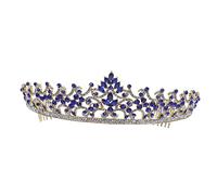 OATIPHO nupcial para novia de la boda dama de honor de reina barroca ducha coronas de tiaras coronas de mujer coronas de de imitación aleación Blue