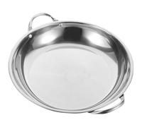 OATIPHO Olla Wok de Acero Inoxidable 32 Cm Asas Dobles Antideslizantes para Cocina Doméstica y Camping, Sartén Wok para Estufa, Olla Seca Multifuncional para Cocinar y Preparar Caldo