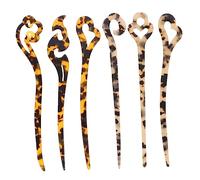 OATIPHO Palillos Chinos Cabello Vintage 6 Piezas Diseño Tortuga Tamaño Medio Para Mujeres Usos Diarios y Ocasiones Obsequios Accesorios Para Moños Tradicionales