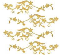 OATIPHO Parches Termoadhesivos Bordados Dorados 5 Pares para Coser y Decorar Ropa Accesorios y Manualidades Apliques para Prendas y Mochilas Fáciles de Usar y Resistentes