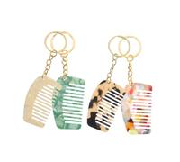 OATIPHO Peine de Dientes Anchos de Acetato Compacto para Cabello Rizado Llavero, 4 Piezas para Peinado y Almacenamiento en Bolsillo