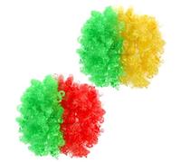 OATIPHO Peluca Afro Carnaval 2 Piezas Colores Bandera Brasil y Portugal, Pelucas Locas para Disfraz Hombre Mujer, Accesorio Fiesta Carnaval y Cosplay