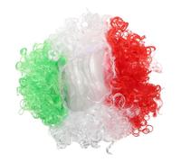 OATIPHO Peluca Esponjosa Colores Bandera de México Tocado Unisex de Fibra PET Transpirable Talla Única para Disfraz de Aficionado al Fútbol y Cosplay Festivo