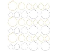 OATIPHO Pendientes de Aro Colgantes Abiertos para Mujer Cierre Tipo Camarón Seguro Metal Dorado y Blanco K Kit de 64 Piezas 20 25 30 40 MM para Crear Bisutería DIY Accesorios