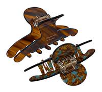 OATIPHO Pinzas Pelo Antideslizantes De Acetato 2 Piezas Tamaño Mediano Para Mujer y Niña Uso Diario Fiesta Tocado y Ámbar