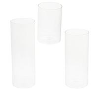 OATIPHO Portavelas Cilíndrico de Vidrio Transparente 3 Piezas (5.3x8 Cm, 5.3x10 Cm, 5.3x12 Cm) Resistente al Viento para Decoración de Mesas y Hogar, Pantalla para Vela Segura y Práctica
