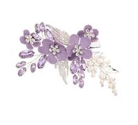 OATIPHO Rhinestone Crystal Hair Clip Faux Pearl Bridal Hairpin Elegant Wedding Accessory For Women Bridesmaid Romantic Flower Design