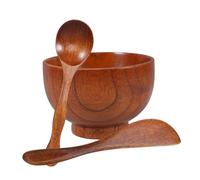 OATIPHO Set De Madera Para Faciales 3 Piezas Con Bol Para Mezclar, Espátula y Cuchara, Artesanal, Natural, Para Cuidado Facial En Casa o Salón De Belleza, Kit Aplicador Versátil Para Skincare