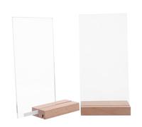 OATIPHO Soporte Acrílico para Menú 2 Piezas 100X200Mm con Base de Madera Doble Ranura Vertical y Horizontal Expositor Publicitario para Restaurantes Bodas y Mostradores