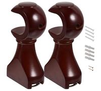 OATIPHO Soportes de Cortina de Pared 2 Piezas Base Fija para Barra de Cortina de Madera Maciza Color Rojo Marrón 28 Mm Abertura Soporte Doble Accesorios para Sala y Dormitorio
