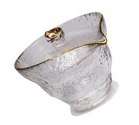 OATIPHO Taza de Té de Vidrio Artesanal Borde Dorado Dispensador de Té Tradicional para Salón y Oficina para Beber y Servir Adecuado Oolong 1 Pieza