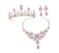 OATIPHO Tiara Para Novia Collar y Pendientes Conjunto De Joyas De Diamantes De Imitación Estilo Clásico
