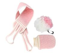 OATIPHO Toalla Exfoliante de Ducha con Guantes y Correa para Espalda Set de Color Rosa para Limpieza Corporal y Casa