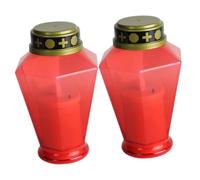 OATIPHO Velas Eléctricas sin Llama LED para Exteriores Lámparas de Oración Impermeables Diseño Hexagonal Rojo Pack de 2 Unidades para Decoración de Cementerios Iglesias y Jardines