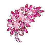 oAtm0eB roche elegante con purpurina, broche vintage brillante de plumas y flores, broche para banquete, pin para mujer, plateado y rojo rosa