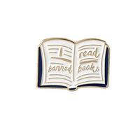 oAtm0eBcl Mini broche de libro en inglés, lindo dibujo animado inglés palabras prohibidas leer libros, broche esmaltado, collar insignia joyería para decoración de chaqueta bolsa, Aleación, esmalte