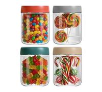 Oats Container - 450ml Airtight Glass Jars with Lids for Kitchen Storage | 4 Piece Wide Mouth Jars for Fruit, Veggies, Sauce, Snack, Chia Pudding, Cereal, Yogurt, Beans, Milk, Soup, and Meal Prep