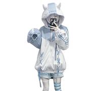 OATSBAS Lindas Sudaderas con Capucha con Cremallera para Mujer, diseño de Acuarela Harajuku, Sudadera de Gran tamaño Y2K Tops, Blanco, M