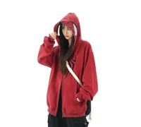 OATSBAS Y2K Hip Hop Spider - Sudadera con Capucha para Mujeres y Hombres, con Cremallera Completa, Sudaderas de Gran tamaño, Kawaii, Chaqueta de araña, Rojo -, Large