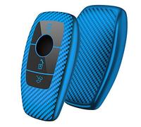 OATSBASF Funda Llave Mercedes Benz,Carcasa Llave Mercedes,Funda de Protección para Llave de Coche Smart Keyless de Mercedes Benz E Class 2017 S 2018(Azul-Raya)