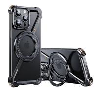 OATSBASF Funda Minimalista Compatible con iPhone 12 Pro MAX, rotación de 360°, Soporte de Aluminio y Metal, sin Marco, Carcasa Protectora de Grado de Golpes, Color Negro