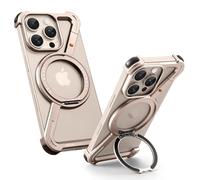 OATSBASF Funda minimalista compatible con iPhone 16 Pro Max de 6.9 pulgadas, rotación de 360°, aluminio y metal, sin marco, carcasa protectora de grado de golpes, titanio desierto