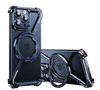 OATSBASF Funda minimalista para teléfono Bumper Z, compatible con iPhone 15 Pro Max, color azul, 6.7 pulgadas, soporte de rotación de 360°, metal de aluminio, diseño sin marco, carcasa protectora de