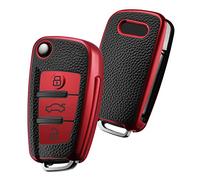 OATSBASF Funda para llave adecuada para Audi,Funda para llave de coche para A1 A3 A4 A6 Q3 Q5 Q7 S3 R8 TT Silicona TPU Funda de piel sintética (P-Rot)