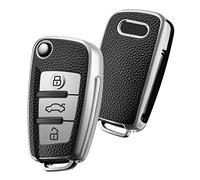 OATSBASF Funda para llave adecuada para Audi, funda para llave de coche para A1 A3 A4 A6 Q3 Q5 Q7 S3 R8 TT Silicona TPU Funda de piel sintética (plata)