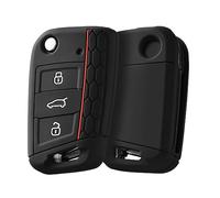 OATSBASF Funda para llave de coche VW, funda para llave compatible con VW Golf 7 MK7, funda de silicona para llave VW Polo, Skoda, Tiguan, 3 botones (negro G)