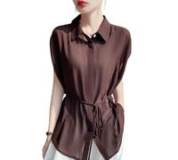 OATTIS Camiseta De Manga Corta Ajustada con Cuello Camisero De Verano para Mujer, Top Adelgazante para IR Al Trabajo,Color2,Metro
