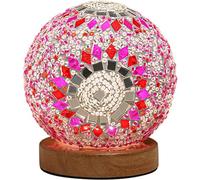 OATTIS Lámpara de Noche Vintage con Bola de Cristal de Mosaico, lámpara de mesita de Noche Recargable, lámpara Redonda turca para Dormitorio y Sala de Estar
