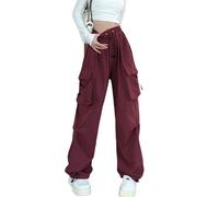 OATTIS Loose-Fit Straight-Leg Wide-Leg Casual Vintage Design Sensibilidad Cargo Pantalones Mujeres Bolsillo Grande de Moda,Color3,2XL