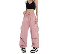 OATTIS Loose-Fit Straight-Leg Wide-Leg Casual Vintage Design Sensibilidad Cargo Pantalones Mujeres Bolsillo Grande de Moda,Color4,M