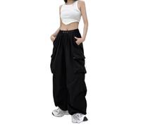 OATTIS Loose-Fit Straight-Leg Wide-Leg Casual Vintage Design Sensibilidad Cargo Pantalones Mujeres Bolsillo Grande de Moda,Color2,L