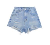 OATTIS Mujeres de Cintura Alta Suave Lavado Rasgado A-línea Pantalones Cortos de Vaquero, Suelta Pierna Ancha Playa de Verano Sexy,Color1,38